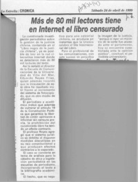 Más de 80 mil lectores tiene en internet el libro censurado  [artículo].