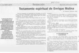 Testamento espiritual de Enrique Molina  [artículo] Alejandro Valenzuela Avilés.