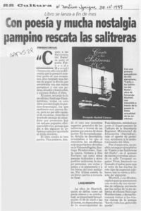 Con poesía y mucha nostalgia pampino rescata las salitreras  [artículo] Robinson Carvajal.