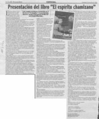 Presentación del libro "El espíritu chamizano"  [artículo].