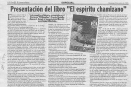 Presentación del libro "El espíritu chamizano"  [artículo].
