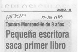 Pequeña escritora saca primer libro  [artículo].