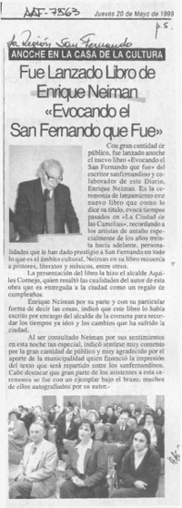 Fue lanzado libro de Enrique Neiman "Evocando el San Fernando que fue"