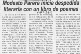 Modesto Parera inicia despedida literaria con un libro de poemas  [artículo] Claudio Solar.