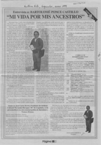 "Mi vida por mis ancestros"  [artículo] Juan Carlos Brown G.