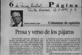 Prosa y verso de los pájaros  [artículo] Marino Muñoz Lagos.