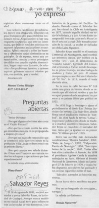 Salvador Reyes  [artículo] Hernán Navarrete.