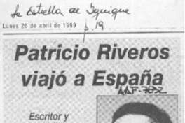 Patricio Riveros viajó a España  [artículo].
