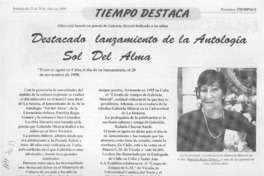Destacado lanzamiento de la antología Sol del alma  [artículo].