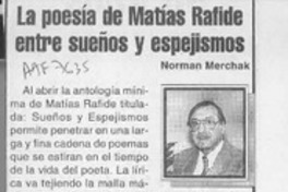La poesía de Matías Rafide entre sueños y espejismos