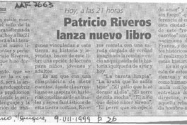Patricio Riveros lanza nuevo libro  [artículo] Indalicia Lagos.