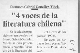 "4 voces de la literatura chilena"  [artículo].