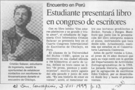 Estudiante presentará libro en congreso de escritores  [artículo].