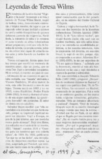 Leyendas de Teresa Wilms  [artículo] Personne.