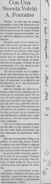 Con una novela volvió A. Fontaine  [artículo].