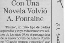 Con una novela volvió A. Fontaine  [artículo].
