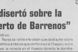 Autor Kabur Flores disertó sobre la reseña minera "Concierto de Barrenos"  [artículo].