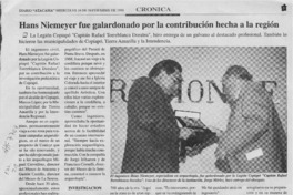 Hans Niemeyer fue galardonado por la contribución hecha a la región  [artículo].