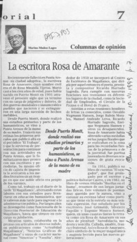 La escritora Rosa de Amarante  [artículo] Marino Muñoz Lagos.