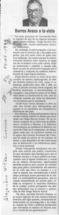 Barros Arana a la vista  [artículo] Alejandro Witker.