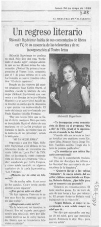 Un regreso literario  [artículo].