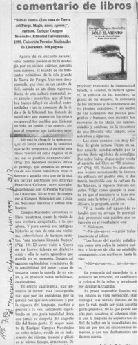 "Sólo el viento"  [artículo] Antonio Rojas Gómez.