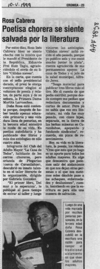 Poetisa chorera se siente salvada por la literatura  [artículo].