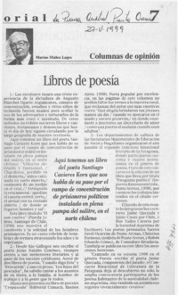 Libros de poesía  [artículo] Marino Muñoz Lagos.