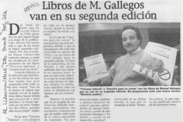 Libros de M. Gallegos van en su segunda edición  [artículo].