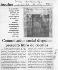 Comunicador social dieguino presentó libro de cuentos  [artículo].
