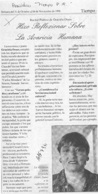 Hizo reflexionar sobre la avaricia humana  [artículo].