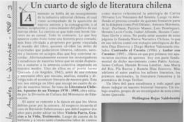 Un cuarto de siglo de literatura chilena  [artículo] Wellington Rojas Valdebenito.