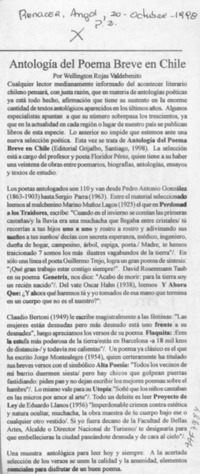Antología del poema breve en Chile  [artículo] Wellington Rojas Valdebenito.