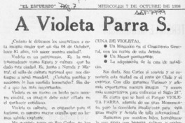 A Violeta Parra S.  [artículo] Ricardo Urra Pérez.
