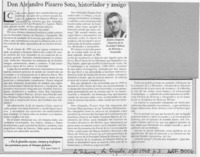 Don Alejandro Pizarro Soto, historiador y amigo  [artículo] Zenón Jorquera Figueroa.