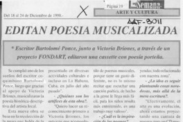 Editan poesía musicalizada