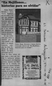 "En Mejillones -- historias para no olvidar"  [artículo].