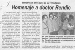 Homenaje a doctor Rendic  [artículo].