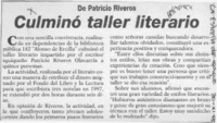 Culminó taller literario  [artículo].