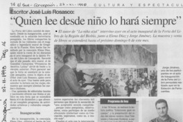 "Quien lee desde niño lo hará siempre"