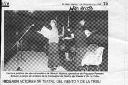 Lectura pública de obra de teatro de Ramón Rubina  [artículo].