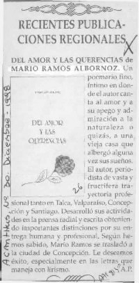 Del amor y las querencias  [artículo] A. P.