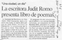 La Escritora Judit Romo presenta libro de poemas  [artículo].