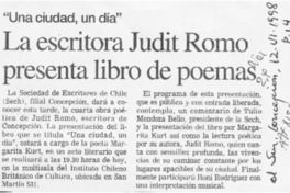 La Escritora Judit Romo presenta libro de poemas  [artículo].