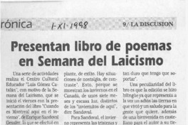 Presentan libro de poemas en semana del laicismo  [artículo].