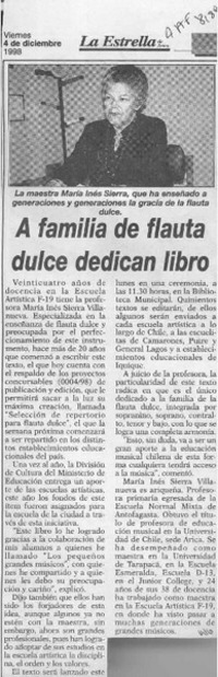 A familia de flauta dulce dedican libro  [artículo].