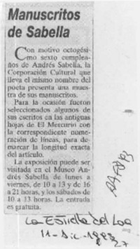 Manuscritos de Sabella