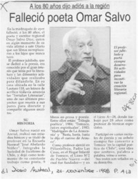 Falleció poeta Omar Salvo  [artículo].