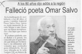 Falleció poeta Omar Salvo  [artículo].