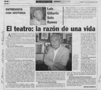 El teatro, la razón de una vida  [artículo] Manuel Patroni Z.